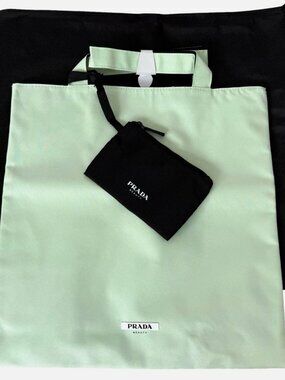 PRADA Beauty Shoulder Tote Shopping Bag Light Green & Black Reversible BRAND NEW